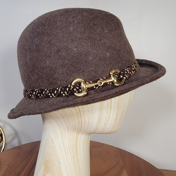 Vintage Kathy Jeanne Brown Wool Hat with Gold Accent Made In U.S.A Women's OS - Picture 10 of 13